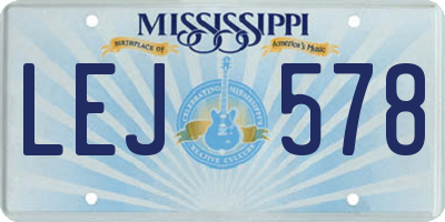 MS license plate LEJ578