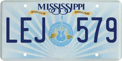 MS license plate LEJ579