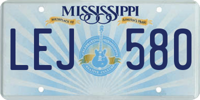 MS license plate LEJ580