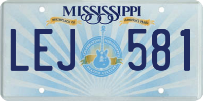 MS license plate LEJ581