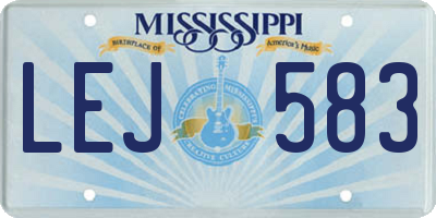 MS license plate LEJ583