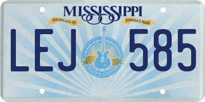 MS license plate LEJ585