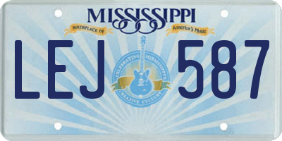 MS license plate LEJ587
