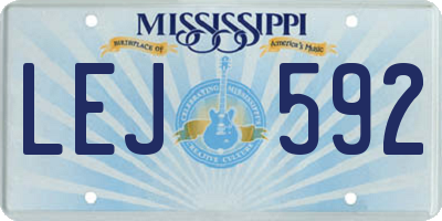 MS license plate LEJ592