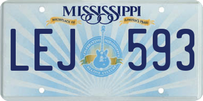 MS license plate LEJ593