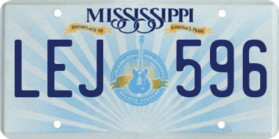 MS license plate LEJ596