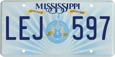 MS license plate LEJ597