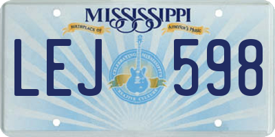 MS license plate LEJ598