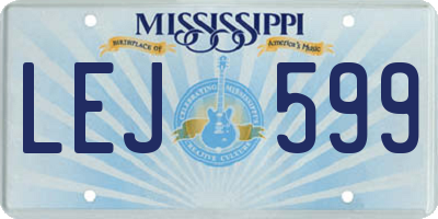 MS license plate LEJ599