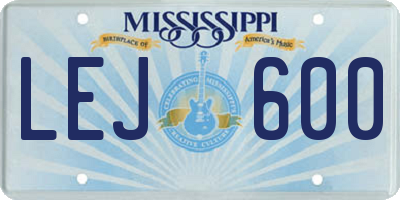 MS license plate LEJ600
