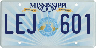MS license plate LEJ601