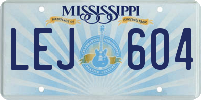 MS license plate LEJ604