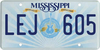 MS license plate LEJ605