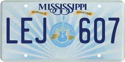 MS license plate LEJ607