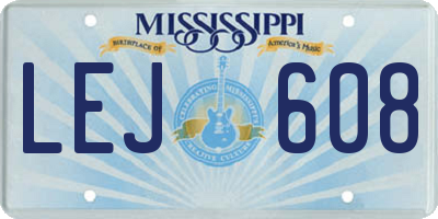 MS license plate LEJ608