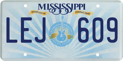 MS license plate LEJ609