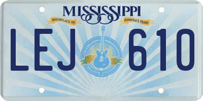MS license plate LEJ610