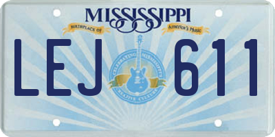 MS license plate LEJ611