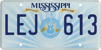 MS license plate LEJ613