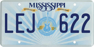 MS license plate LEJ622