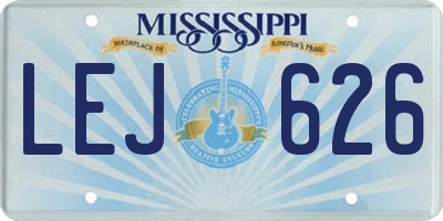 MS license plate LEJ626