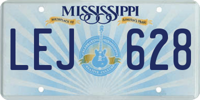 MS license plate LEJ628