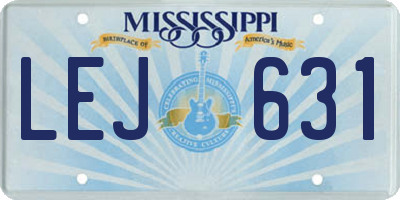 MS license plate LEJ631