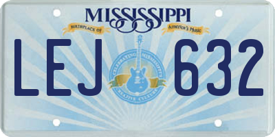 MS license plate LEJ632