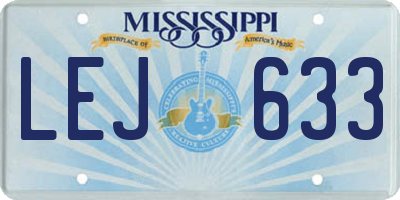 MS license plate LEJ633