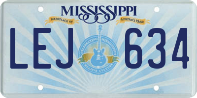 MS license plate LEJ634