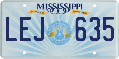 MS license plate LEJ635