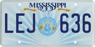 MS license plate LEJ636