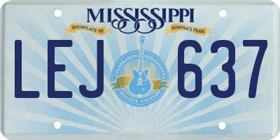 MS license plate LEJ637