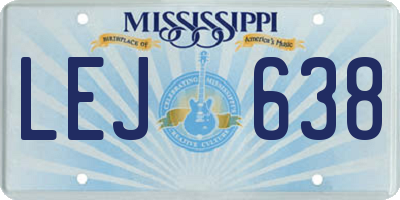 MS license plate LEJ638
