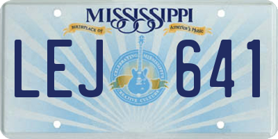 MS license plate LEJ641
