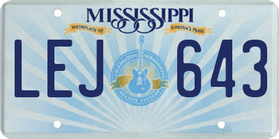 MS license plate LEJ643