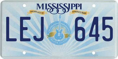 MS license plate LEJ645