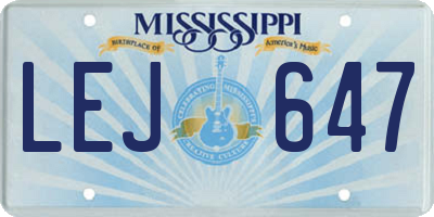 MS license plate LEJ647
