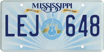 MS license plate LEJ648