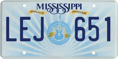 MS license plate LEJ651