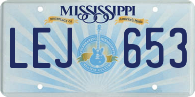 MS license plate LEJ653