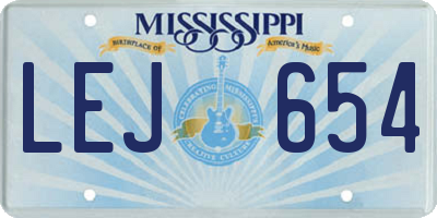 MS license plate LEJ654