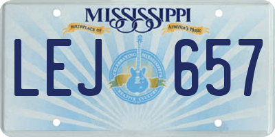 MS license plate LEJ657