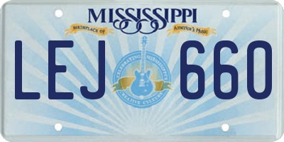 MS license plate LEJ660
