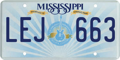 MS license plate LEJ663
