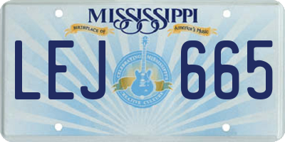MS license plate LEJ665