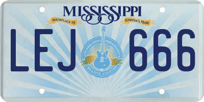 MS license plate LEJ666