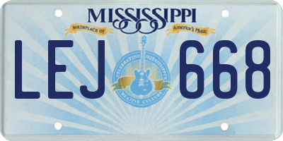 MS license plate LEJ668