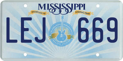 MS license plate LEJ669