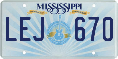 MS license plate LEJ670